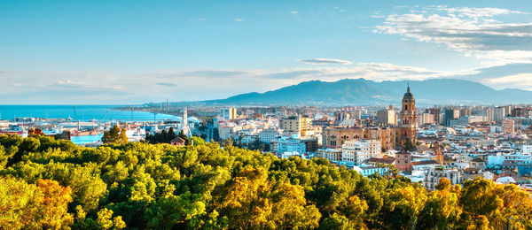 Panorama over the malaga city and port, spain