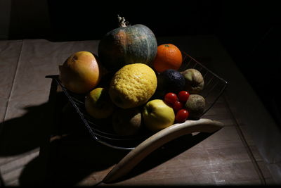 High angle view of grapes on table