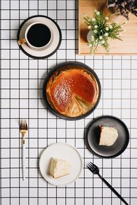 High angle view of coffee cup on table