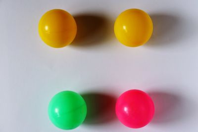 Close-up of multi colored candies on table