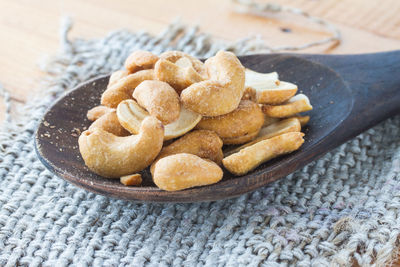 High angle view of bread on table