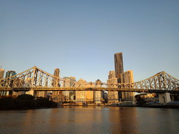 Bridge over river against clear sky