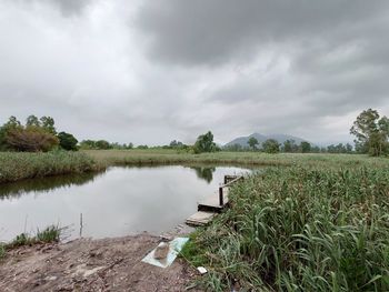 Scenic view of lake against sky