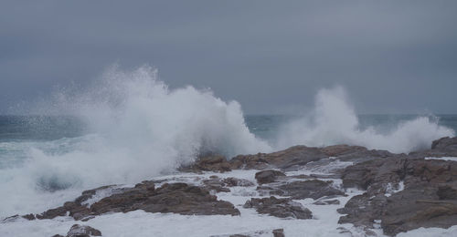 Breakwater on the south atlantic coast at boulders beach