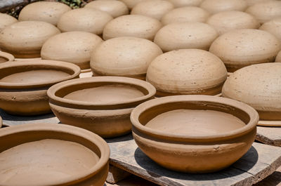 High angle view of spices in container