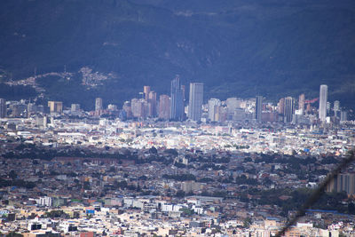 High angle view of buildings in city