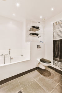 Illuminated lights in bathroom at home