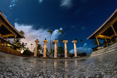 Low angle view of built structure against blue sky