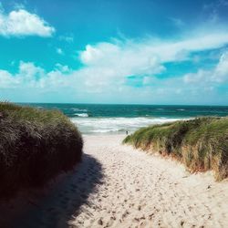 Scenic view of beach against sky