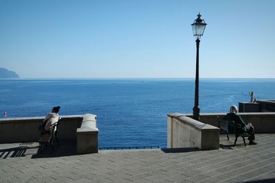 Scenic view of sea against clear sky