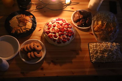 High angle view of food on table