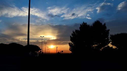 Silhouette trees against sky during sunset