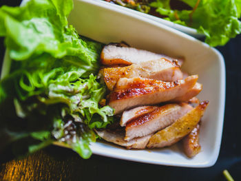 Close-up of meal served in plate