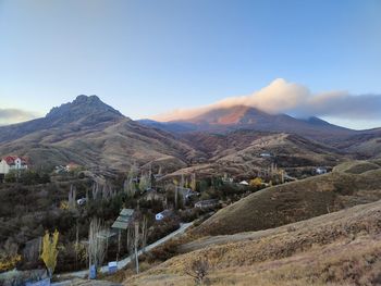 Scenic view of mountains against sky