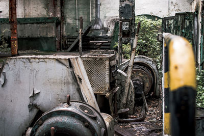 Abandoned garbage on metal structure