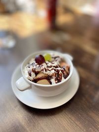 Close-up of dessert on table