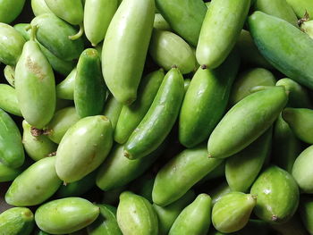 Full frame shot of green chili peppers