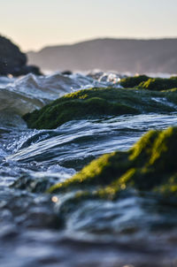 Surface level of water flowing in sea