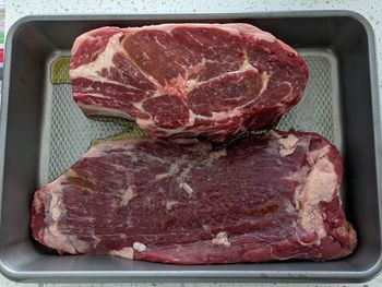 Close-up of meat on barbecue grill