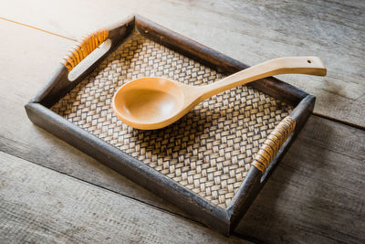 High angle view of tea on table