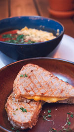 Close-up of food in plate on table