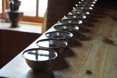 Close-up of candles on table