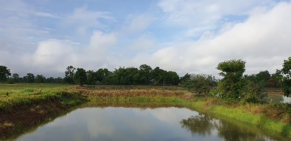 Scenic view of lake against sky