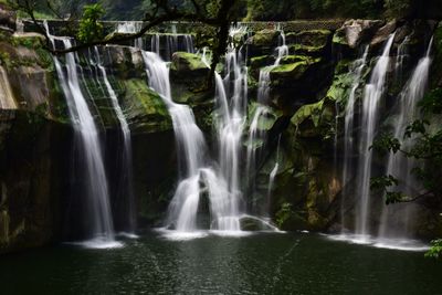 Scenic view of waterfall in forest