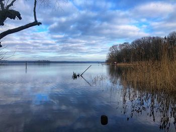 Scenic view of lake against sky