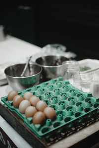 Close-up of eggs in bowl on table