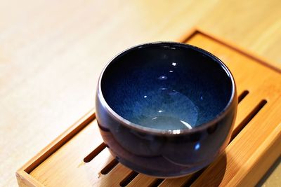 High angle view of drink on table