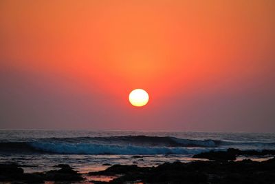 Scenic view of sea at sunset