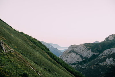 Scenic view of mountains against clear sky