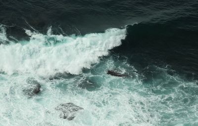 High angle view of wave in sea