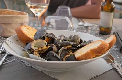 Variety of food served on table