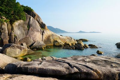 Scenic view of sea against clear sky