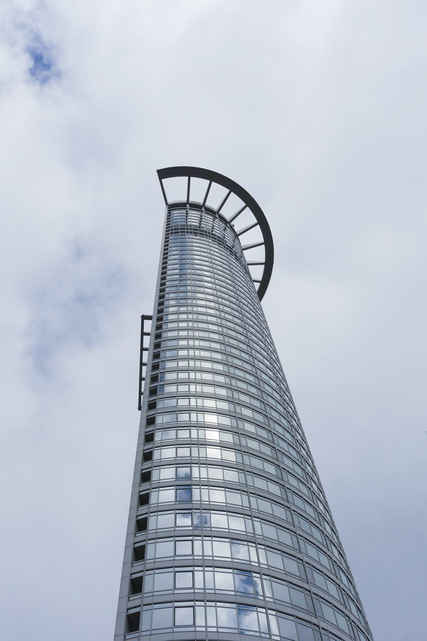 architecture, low angle view, built structure, sky, tower, day, skyscraper, modern, no people, building exterior, cloud - sky, outdoors, city