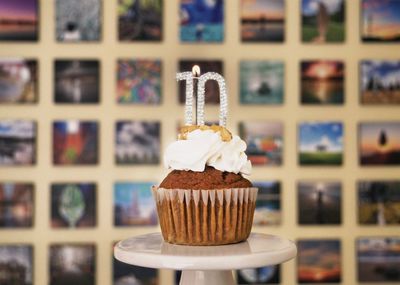 Close-up of cupcakes on table