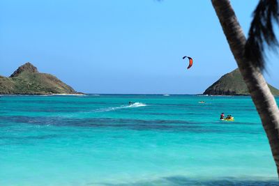 Scenic view of sea against clear sky