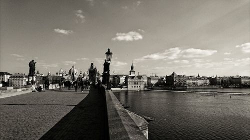 View of city buildings by river