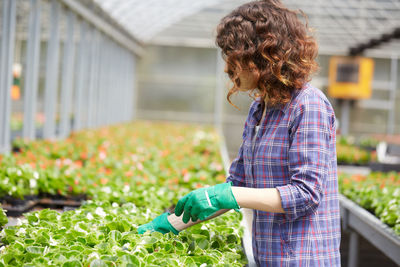 Florist working in garden