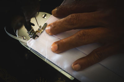 High angle view of person working