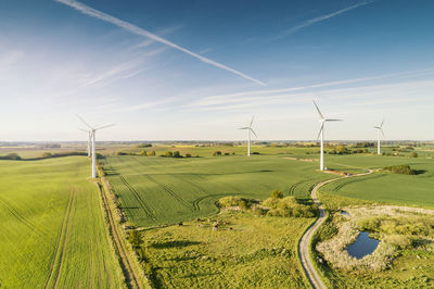 Wind turbines in rural landscape