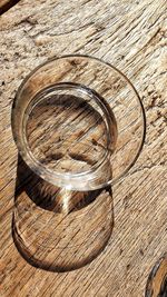 High angle view of glass on table