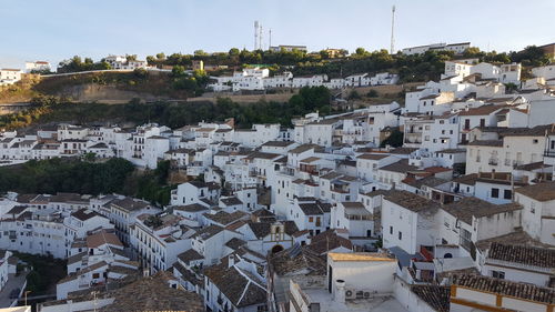 High angle view of townscape against sky