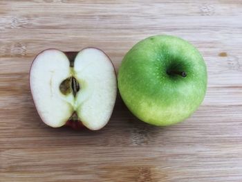 High angle view of apples on table