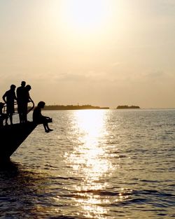 Scenic view of sea at sunset