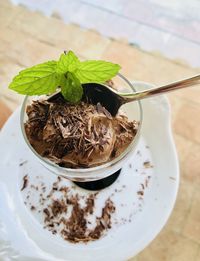 Close-up of meat in plate on table