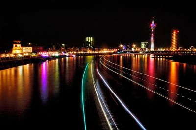 Bridge over river at night