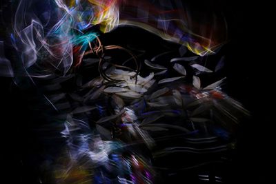 Full frame shot of multi colored light painting against black background